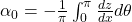  \alpha_0 = - \frac{1}{\pi} \int_{0}^{\pi} \frac{dz}{dx} d\theta 