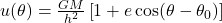 u(\theta) = \frac{G M}{h^2} \left[ 1 + e \cos(\theta - \theta_0) \right]