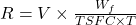  R = V \times \frac{W_f}{TSFC \times T} 
