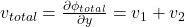  v_{total} = \frac{\partial \phi_{total}}{\partial y} = v_1 + v_2 