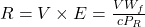  R = V \times E = \frac{V W_f}{c P_R} 