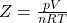 Z = \frac{pV}{nRT} 