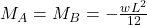  M_A = M_B = -\frac{wL^2}{12} 