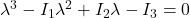  \lambda^3 - I_1 \lambda^2 + I_2 \lambda - I_3 = 0 