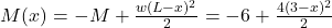  M(x) = -M + \frac{w (L - x)^2}{2} = -6 + \frac{4 (3 - x)^2}{2} 