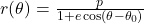 r(\theta) = \frac{p}{1 + e \cos(\theta - \theta_0)}