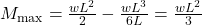 M_{\text{max}} = \frac{wL^2}{2} - \frac{wL^3}{6L} = \frac{wL^2}{3}