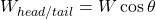  W_{head/tail} = W \cos \theta 