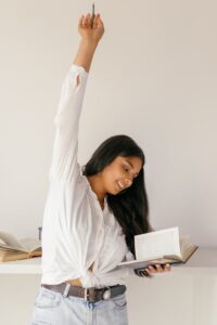 A Woman Holding a Book